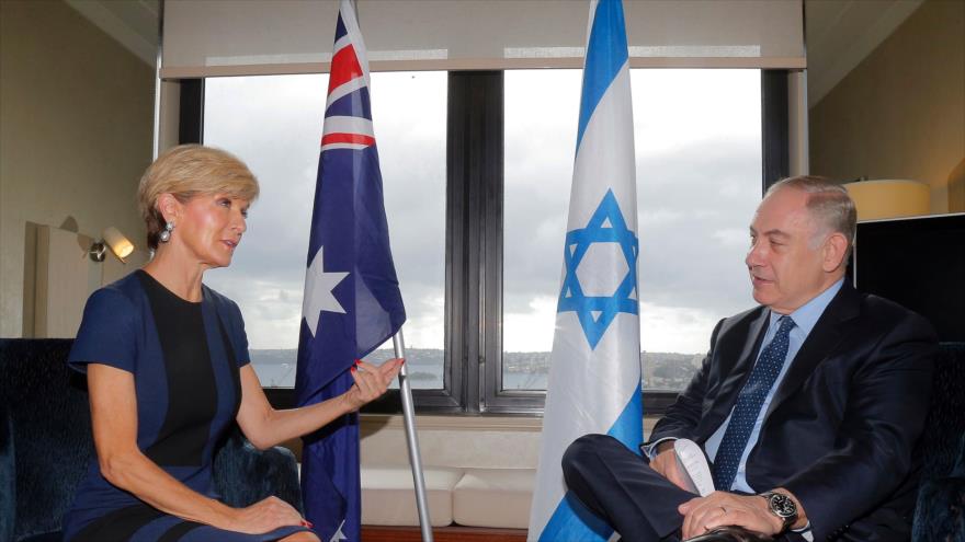 Benyamin Netanyahu, primer ministro del régimen israelí, se reúne con la canciller de Australia, Julie Bishop, en Sídney, 26 de febrero de 2017.