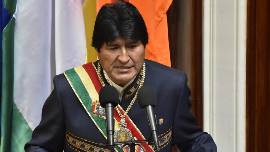 El presidente de Bolivia, Evo Morales, habla ante el Congreso, La Paz, 22 de enero de 2017.