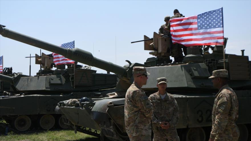 Un grupo de soldados de EE.UU. durante ejercicio militar multinacional conjunto en una base militar en la capital de Georgia, 30 de julio de 2017.
