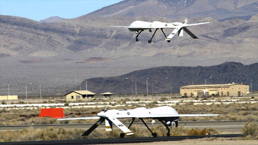 Drones de ataque tipo Predator MQ-1 de la Fuerza Aérea de EEUU en una base en Nevada.