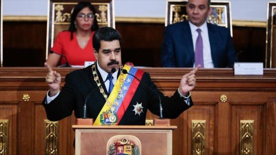 El presidente venezolano, Nicolás Maduro, habla en una sesión de la Asamblea Nacional Constituyente (ANC), 7 de septiembre de 2017.