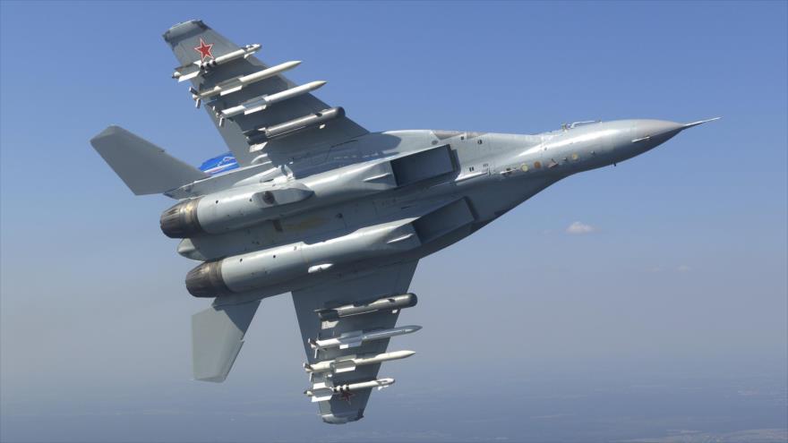 Un avión de combate MiG-29 de fabricación rusa.