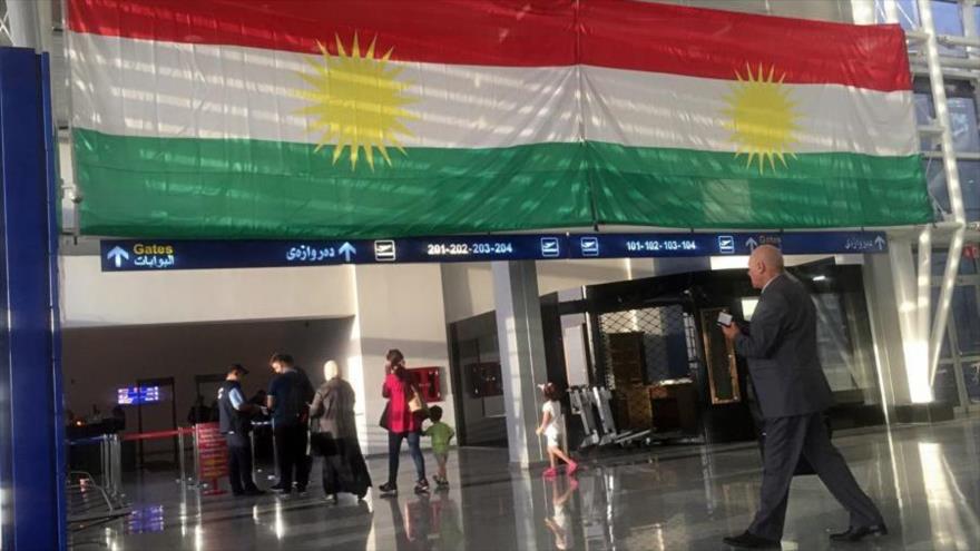 Terminal de pasajeros del aeropuerto internacional de Erbil, capital de la regiÃ³n autÃ³noma del KurdistÃ¡n iraquÃ­. 