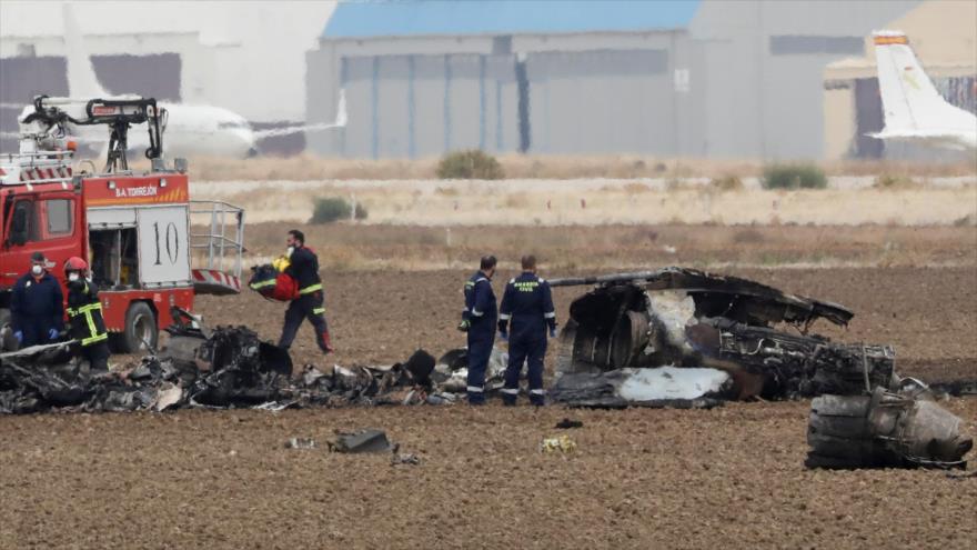 Avión militar español se estrella en el despegue