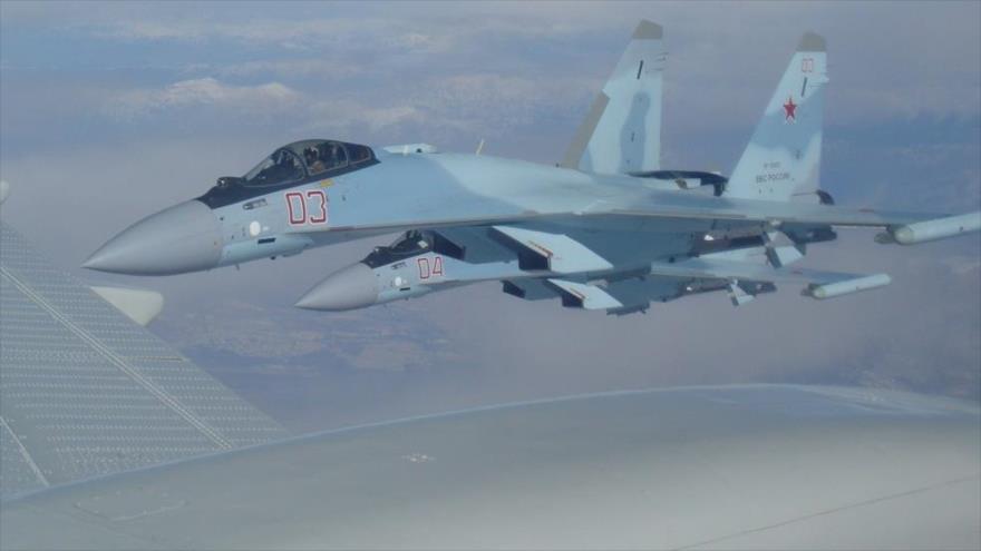 Caza Su-35 de la Fuerza Aeroespacial de Rusia. 