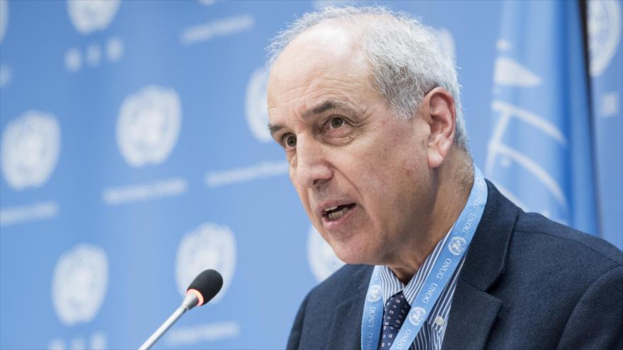 Stanley Michael Lynk habla en una conferencia de prensa en la sede de ONU en Nueva York, 26 de octubre de 2017.