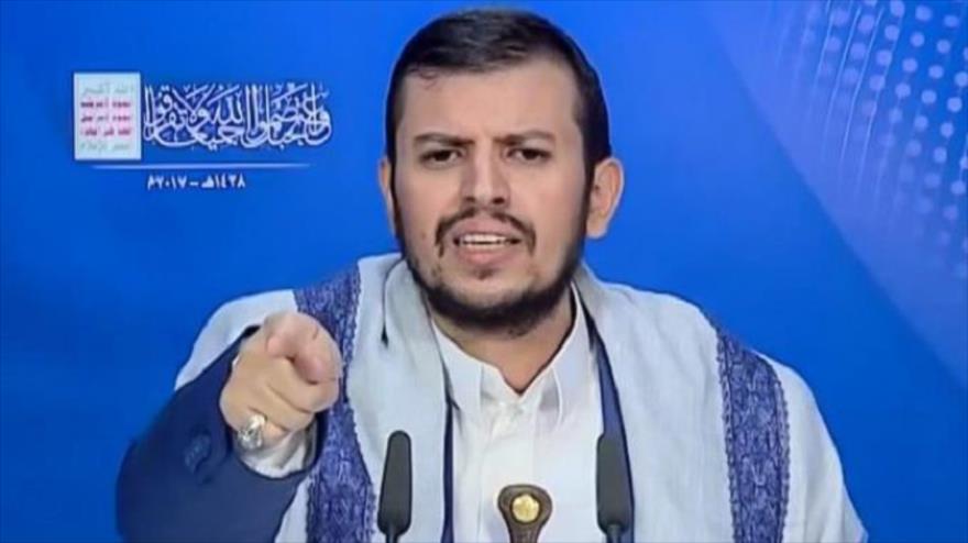 El líder del movimiento popular yemení Ansarolá, Abdulmalik al-Houthi, pronuncia un discurso televisado.