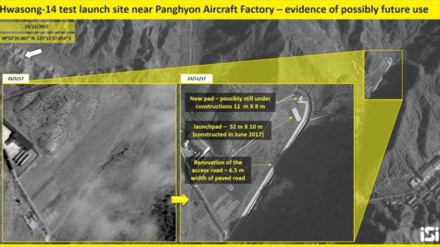 Una imagen satelital desvela la construcción de un nuevo plataforma de lanzamiento de misiles por Corea del Norte en la base aérea de Panghyon