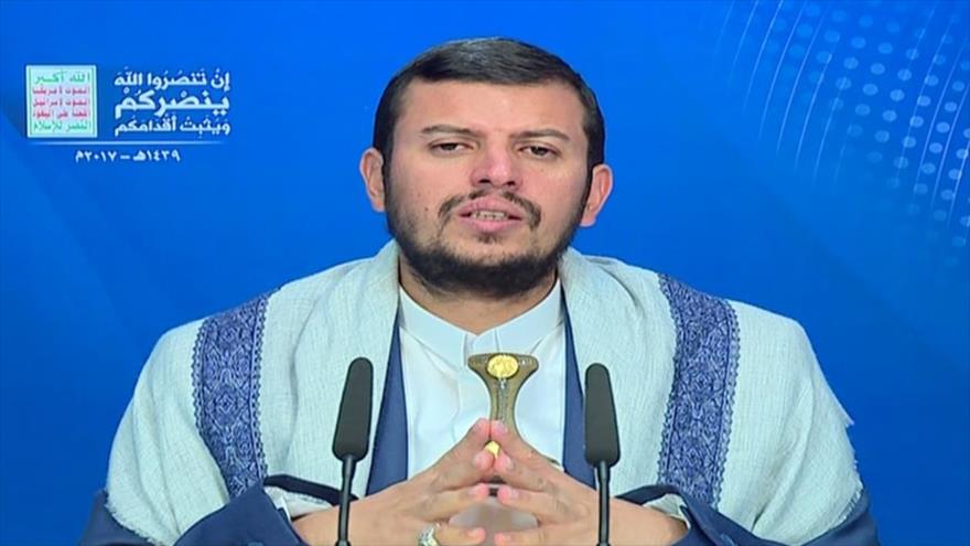 El líder del movimiento popular yemení Ansarolá, Abdulmalik al-Houthi, ofrece un discurso televisado, 4 de diciembre de 2017.