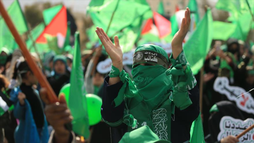 Simpatizantes del Movimiento de Resistencia Islámica Palestina (HAMAS) en una manifestación en la Franja de Gaza, 14 de diciembre de 2017.