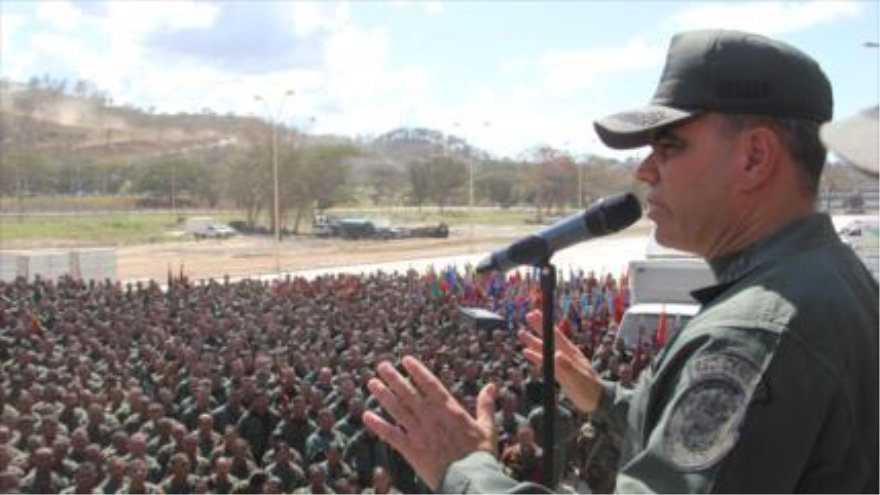 El ministro de Defensa de Venezuela, Vladimir Padrino López, en un discurso ante FANB