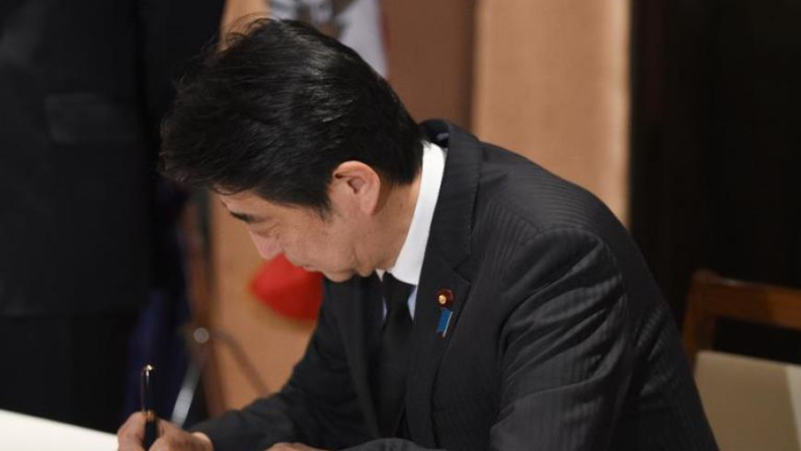 El primer ministro de Japón Shinzo Abe, 15 de febrero de 2015