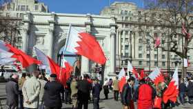 Manifestantes en Londres condenan apoyo del R.Unido a Al Jalifa
