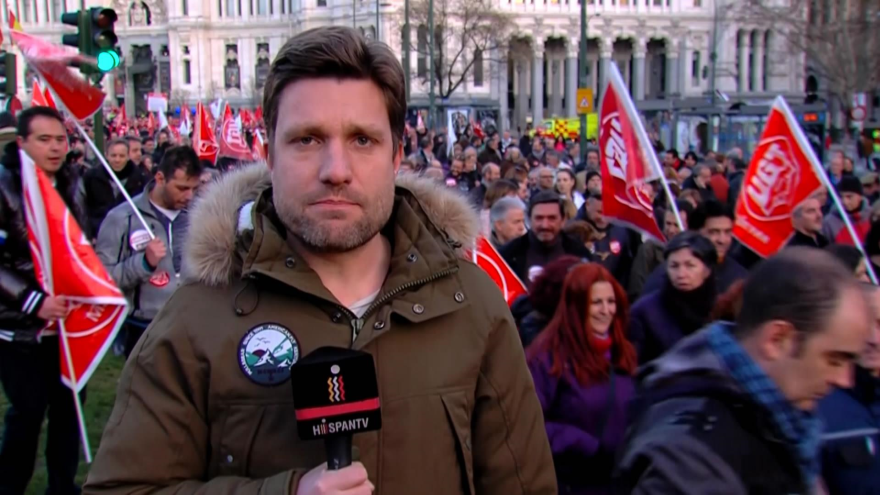 Sindicatos españoles se concentran a favor de derecho a huelga