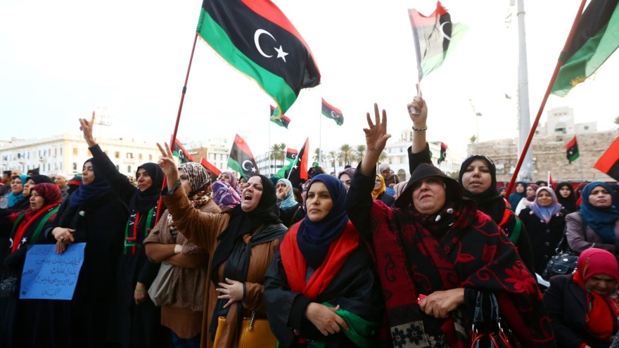Protesta de los libios en Trípoli, 13 febrero de 2015