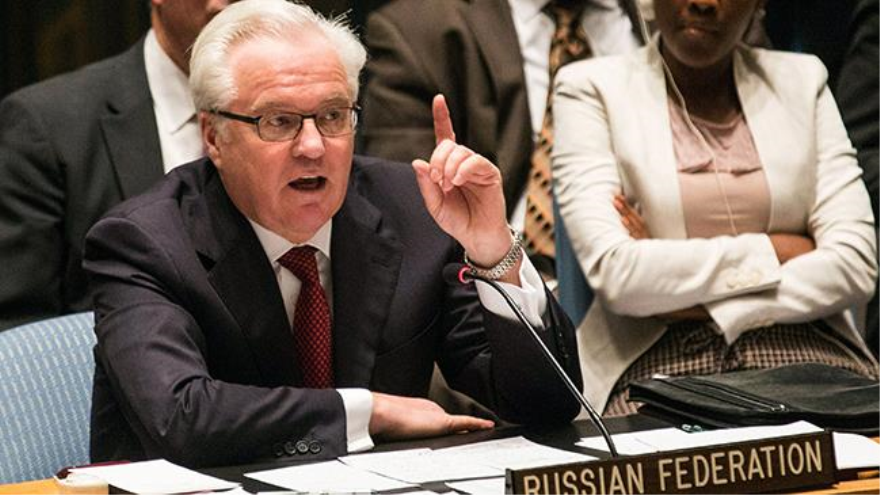Vitaly Churkin, representante de Rusia ante la Organización de las Naciones Unidas (ONU) en una intervención en CSNU.