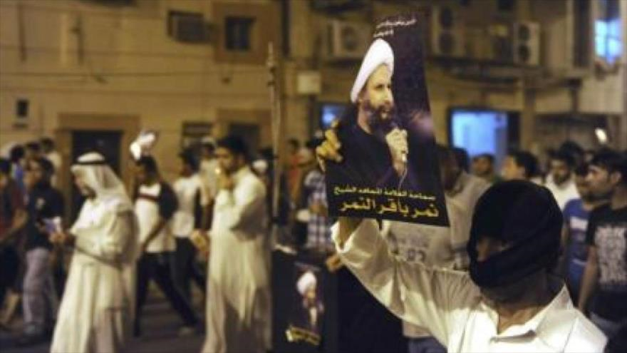 Protesta de saudíes por la liberación de presos políticos, en especial, el prominente clérigo chií, el sheij Nimr Baqer al-Nimr