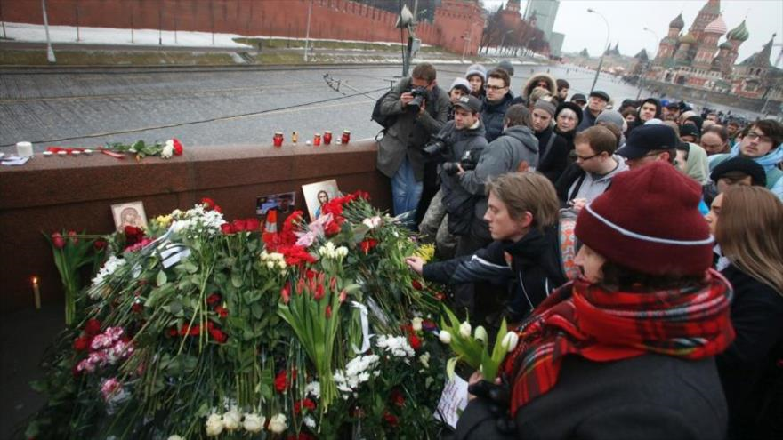 El lugar del atentado contra el opositor ruso Boris Nemtsov 