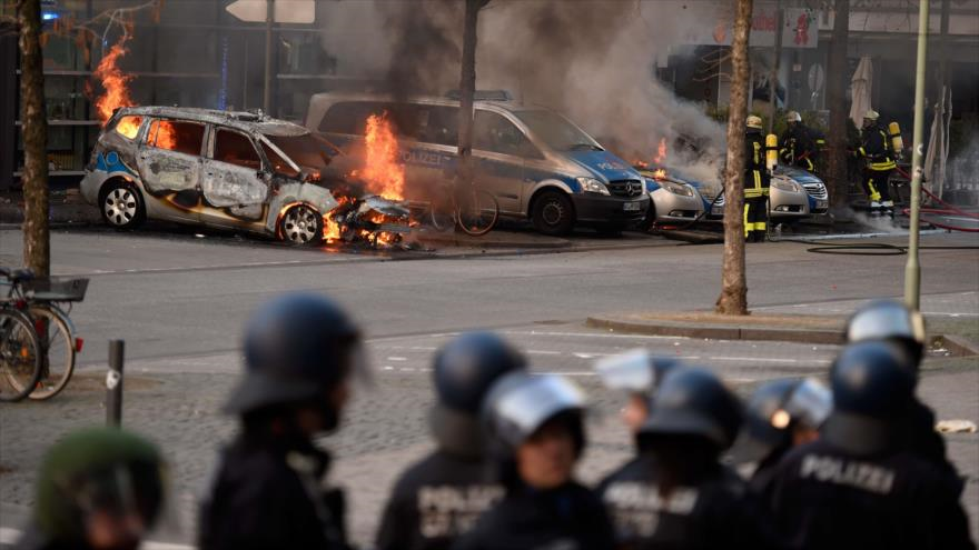 Incidentes violentos en ciudad alemana de Frankfurt, 18 de marzo de 2015