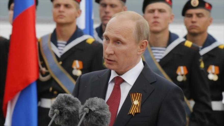 El presidente de Rusia, Vladimir Putin, en el primer aniversario de la adhesión formal de la península de Crimea a Rusia. 18 marzo de 2015