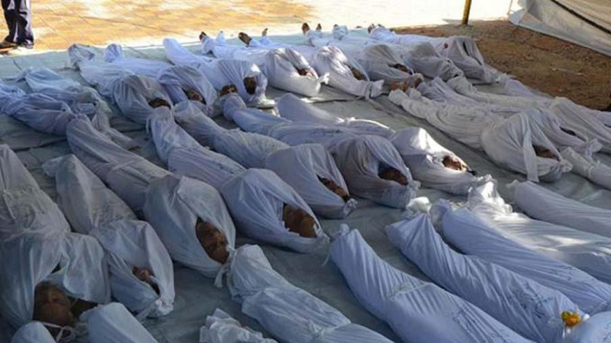 Las cadáveres de palestinos muertos en ofensiva israelí en Gaza 