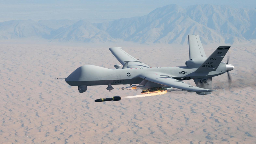 Dron de EE.UU. modelo MQ-9 Reaper realizando ataque en Afganistán