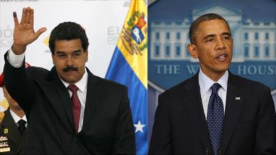 Presidente venezolano Nicolás Maduro (izquierda) y su par estadounidense Barack Obama (derecha)