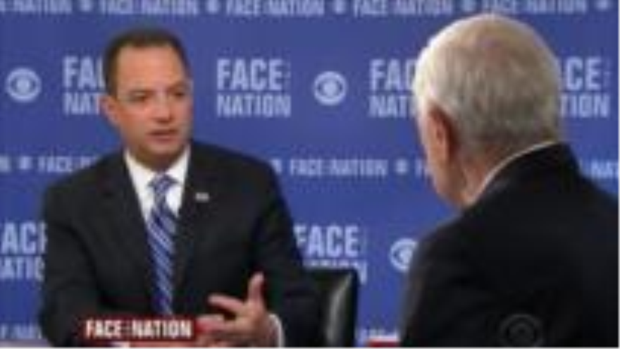 El presidente del comité del Partido Republicano de EE.UU., Reince Priebus, dialoga con CBS News, 12 de abril de 2015