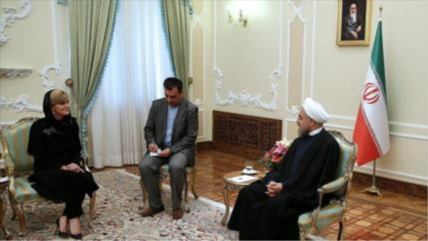 El presidente iraní, Hasan Rohani, se reúne con la ministra australiana de Asuntos Exteriores, Julie Bishop. 18 de abril de 2015