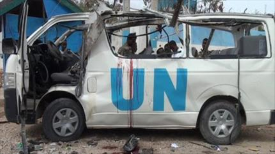 Un ataque del grupo terrorista Al-Shabab contra un vehículo de la Organizacion de las Naciones Unidas (ONU). 20 de marzo de 2015