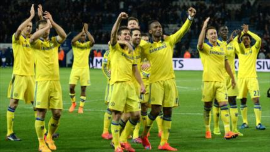Los jugadores de Chelsea celebran su victoria 3-1ante Leicester City. 29 de abril de 2015