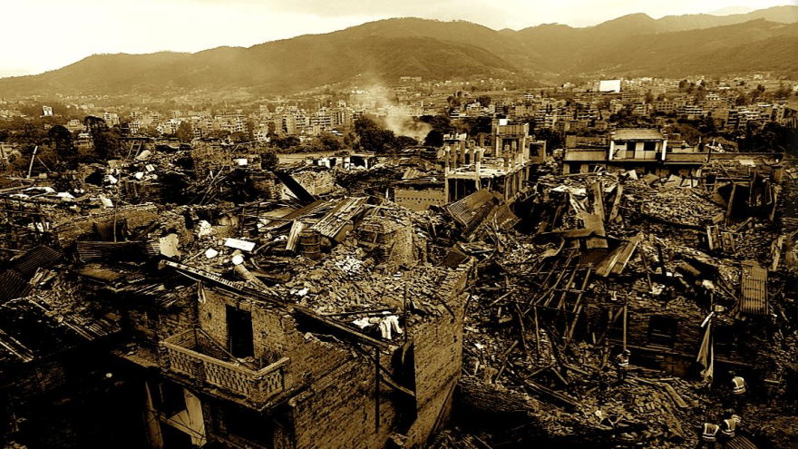 Las ruinas tras el devastador terremoto en Nepal.