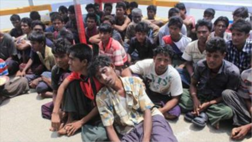 Un grupo de los inmigrantes rohingyas