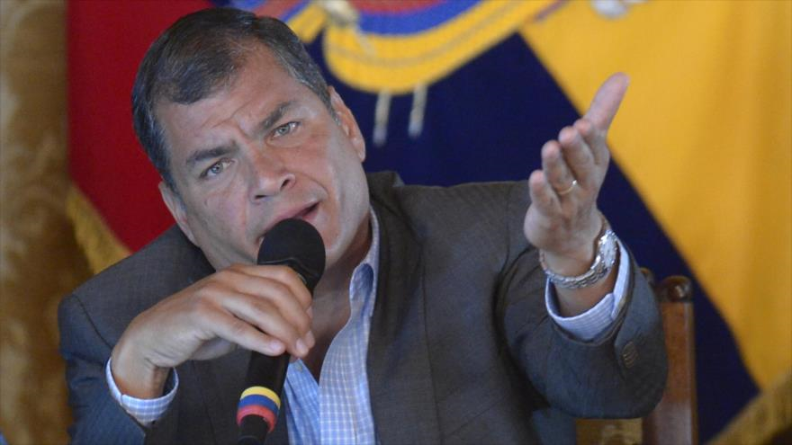 El presidente de Ecuador, Rafael Correa, durante una prensa celebrada en el palacio presidencial en Quito, capital ecuatoriana.