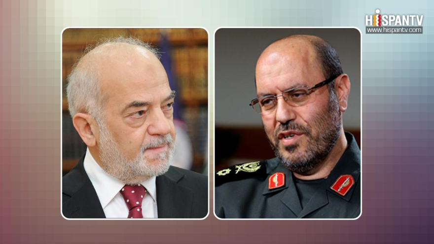 El ministro iraní de Defensa, el general de brigada Husein Dehqan, se ha reunido con el ministro iraquí de Asuntos Exteriores, Ibrahim al-Yafari, en Bagdad. 19 de mayo de 2015
