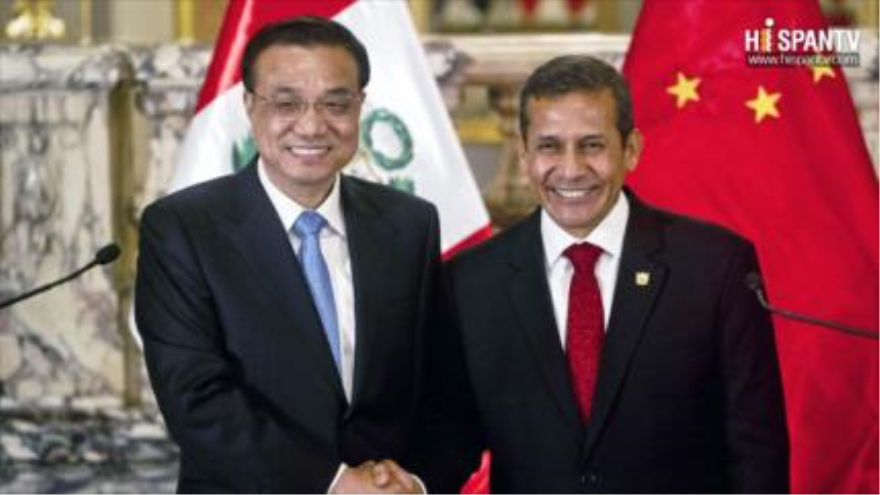 El premier chino, Li Keqiang, se reúne con el presidente de Perú, Ollanta Humala, 22 de mayo de 2015.