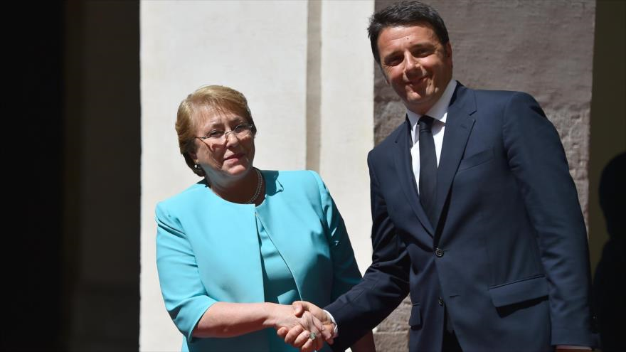 La presidenta chilena, Michelle Bachelet, se reúne con el premier italiano, Matteo Renzi, 04 de junio de 2015