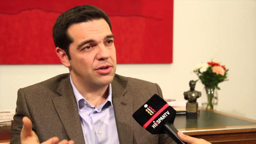 Alexis Tsipras, primer ministro griego, entrevistado por HispanTV en 2012.