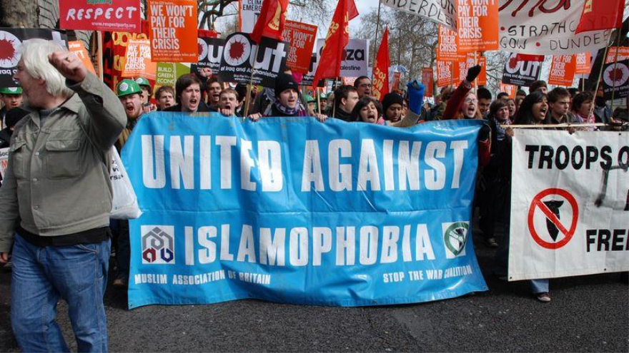 Manifestación contra la islamofobia en el Reino Unido.