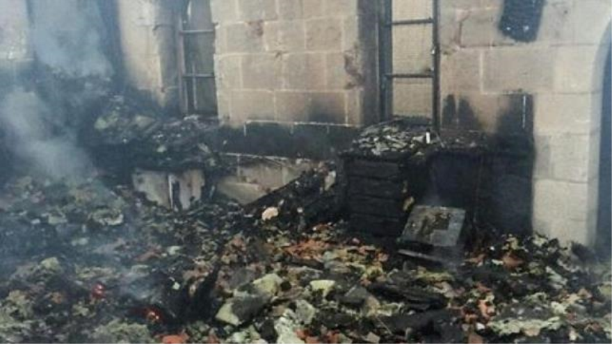 Una iglesia quemada por los colonos israelíes en los territorios ocupados.