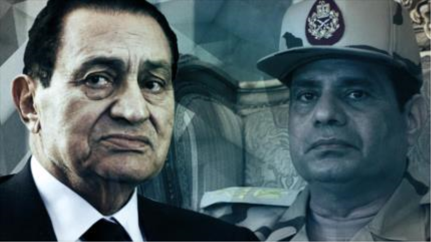 El presidente de Egipto, Abdel Fatah al-Sisi (dcha) y el exdictador Hosni Mubarak.