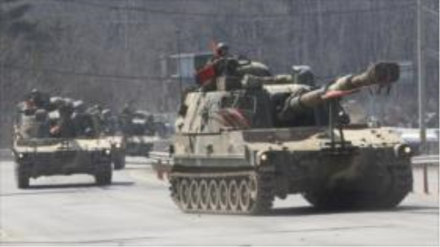 Tanques del Ejército surcoreano durante un ejercicio militar.