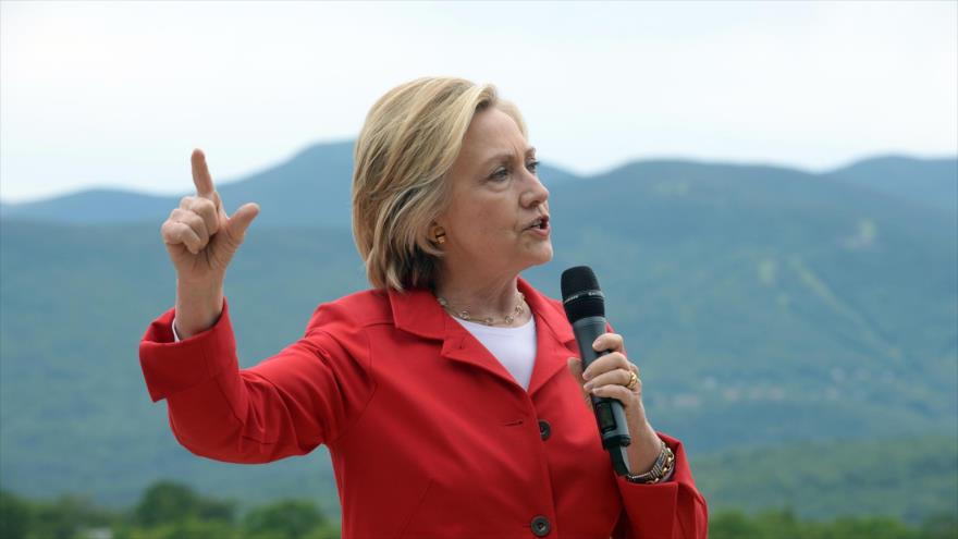 Hillary Clinton, exsecretaria de Estado estadounidense (2009-2013), en un mitin celebrado en la comunidad de Glen en New Hampshire (noreste). 4 de juilo de 2015.