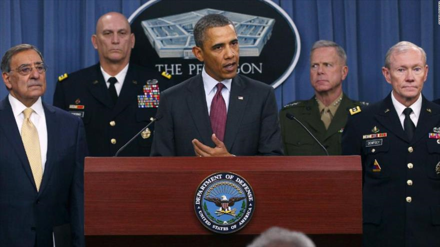 El presidente de EE.UU., Barack Obama, ofrece un discurso en el Pentágono. 6 de junio de 2015
