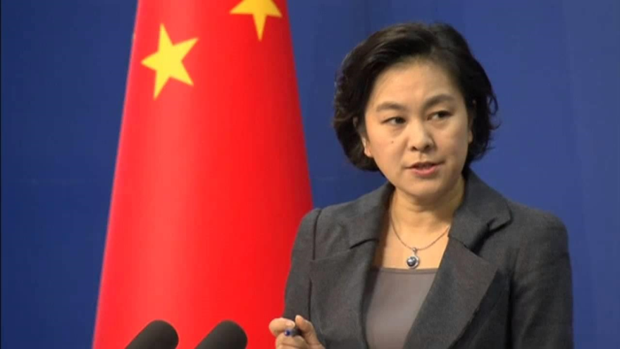 La portavoz del Ministerio de Asuntos Exteriores chino, Hua Chunying, durante su conferencia semanal en Pekín, capital china.