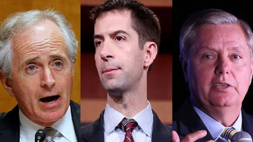 Senadores republicanos, Bob Corker, Tom Cotton, Lindsey Graham.
