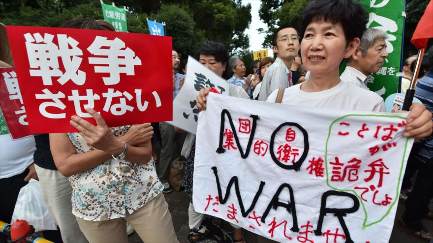 Manifestación antiguerra en Tokio, capital nipona. 