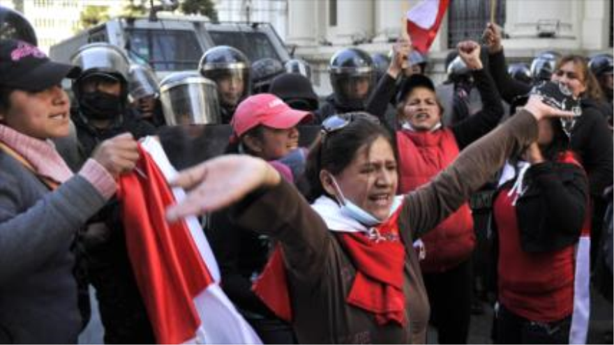 Residentes de Potosi protestan en La Paz, capital boliviana. 17 de julio de 2015