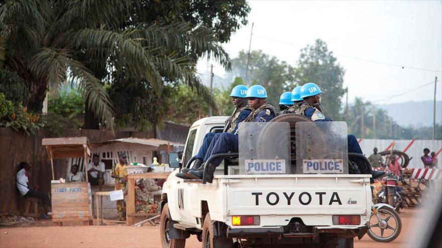 Cascos azules de la MINUSCA en la ciudad de Bangui, capital de la República Centroafricana