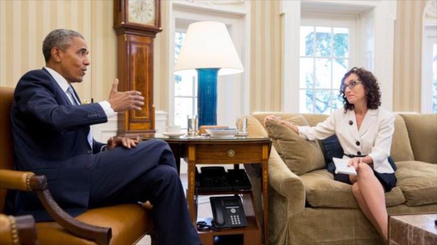 El presidente de EE.UU., Barack Obama, durante una entrevista concedida al diario israelí Forward, 28 de agosto de 2015.